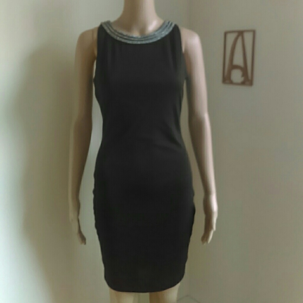 Elegant beaded little black dress.